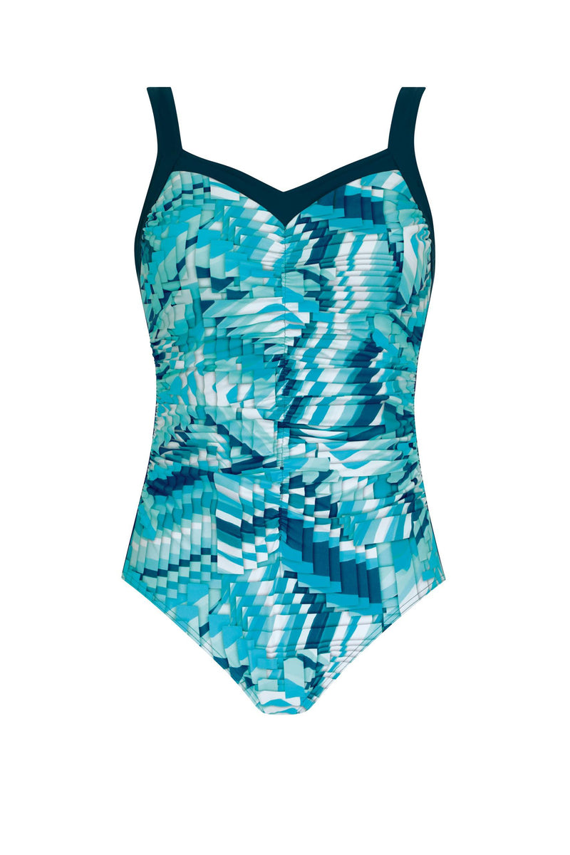 South Beach Swimsuits Sunflair Mastectomy Blue Geo Print One piece – South  Beach Swimsuits