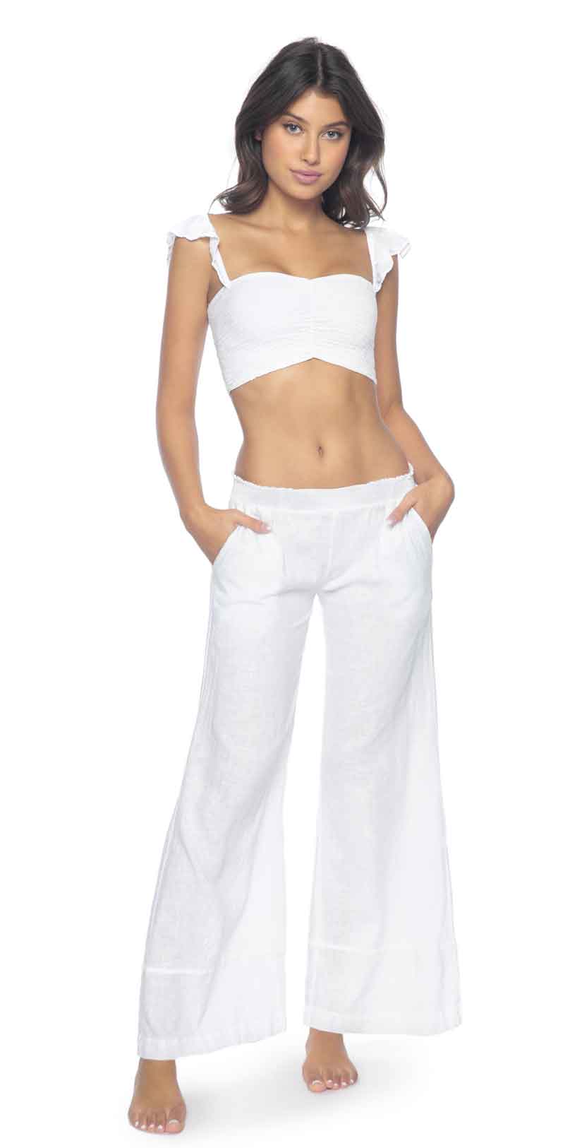 lily white pants PilyQ Water Lily Savannah Smocked Pant – South Beach Swimsuits