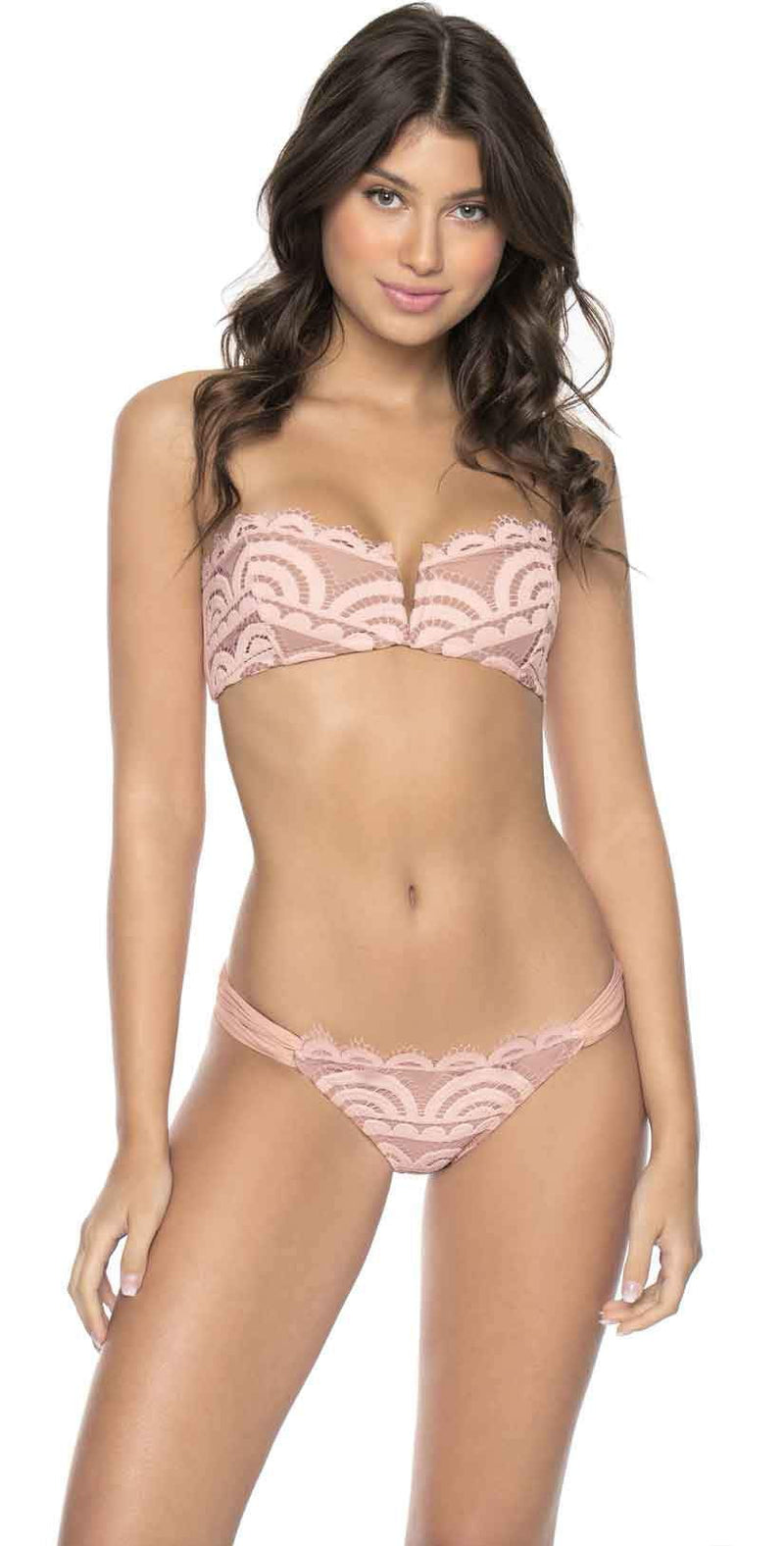 PilyQ swimwear coral Bandeau bikini top