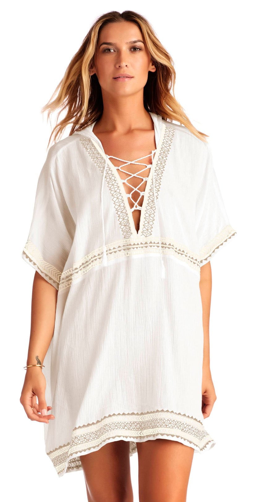 Vitamin A Windswept Emb Gauze Capri Cropped Peasant Top