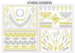 Sobe Tatts Athena Goddess Temporary Metallic Tattoos Pack: