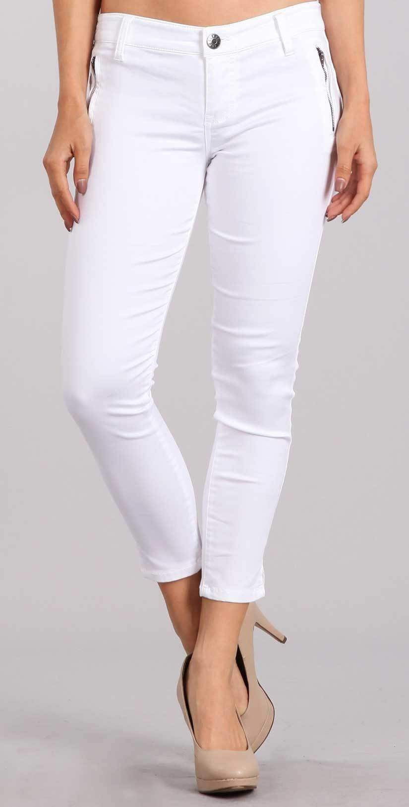 Celebrity Pink Skinny Mid Rise Crop Pant In White CJ40104SG: