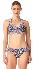 Anne Cole Lazy Daisy Side Flounce Bikini Bottom 18MB31160-NAVY: