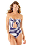 Anne Cole Studio Smocked Tab Bandeau One Piece Swimsuit