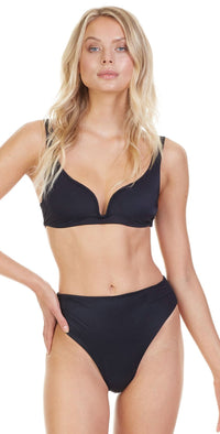 Tori Praver Solids Chloe Plunge Bralette Bikini Top In Black 1R19STCHSO-BLK: