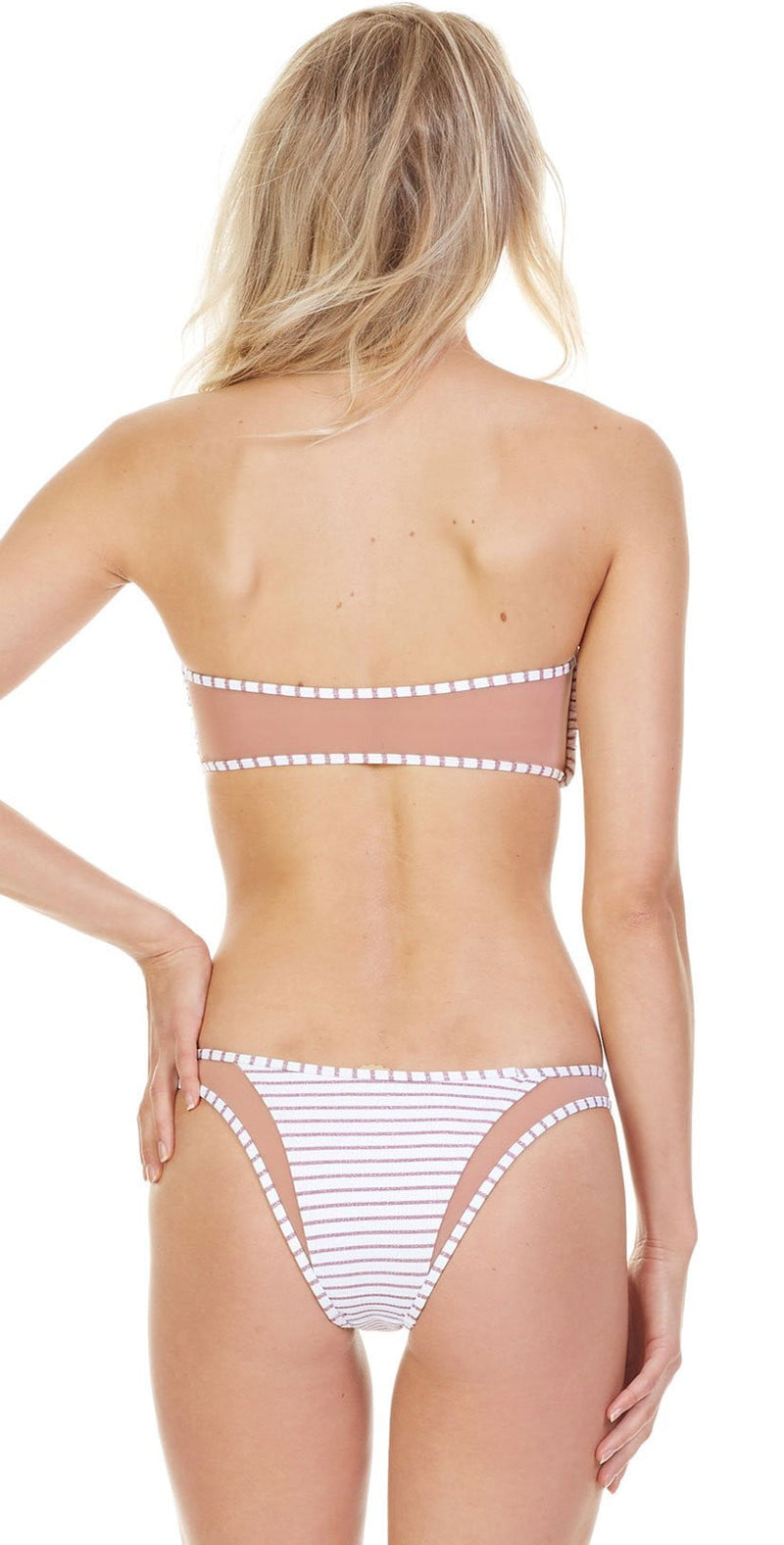 Tori Praver Rose Gold Stripe Rib Bandeau Top 1S19STRONR-WHT: