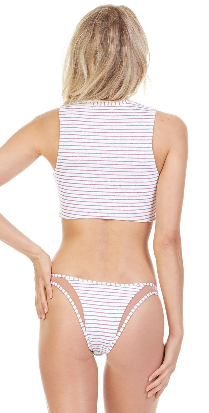 Tori Praver Rose Gold Fine Rib Manon Bikini Bottom 1S19SBMNNR-WHT: