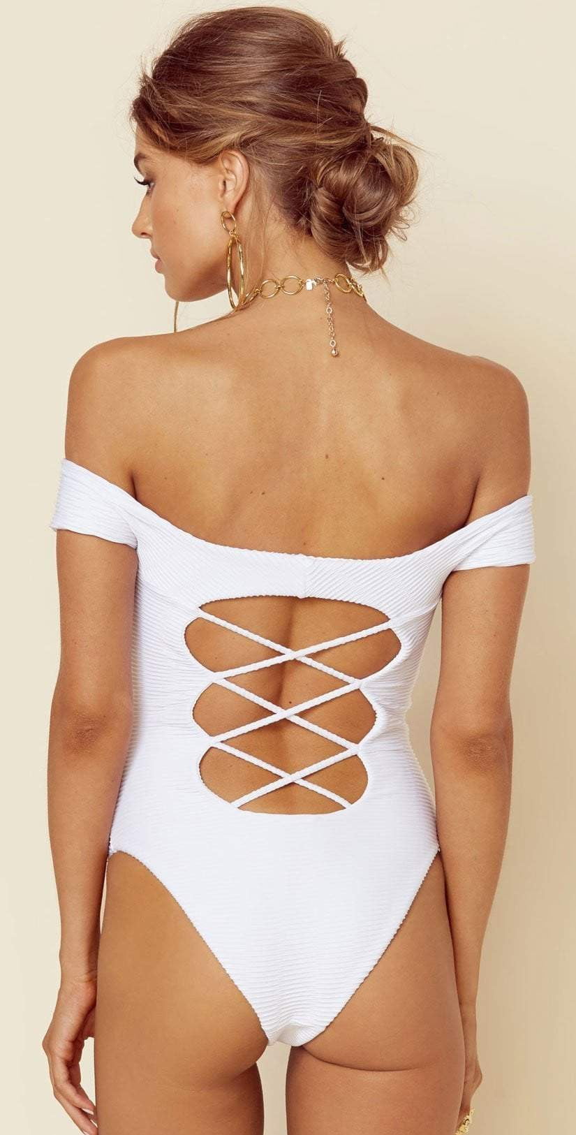 Shopaa Blue Life Swim One Piece Blue Life Off Shoulder One