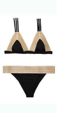 Beach Bunny Sheer Addiction Bottoms In Black and Gold B17123B1-BLCK: