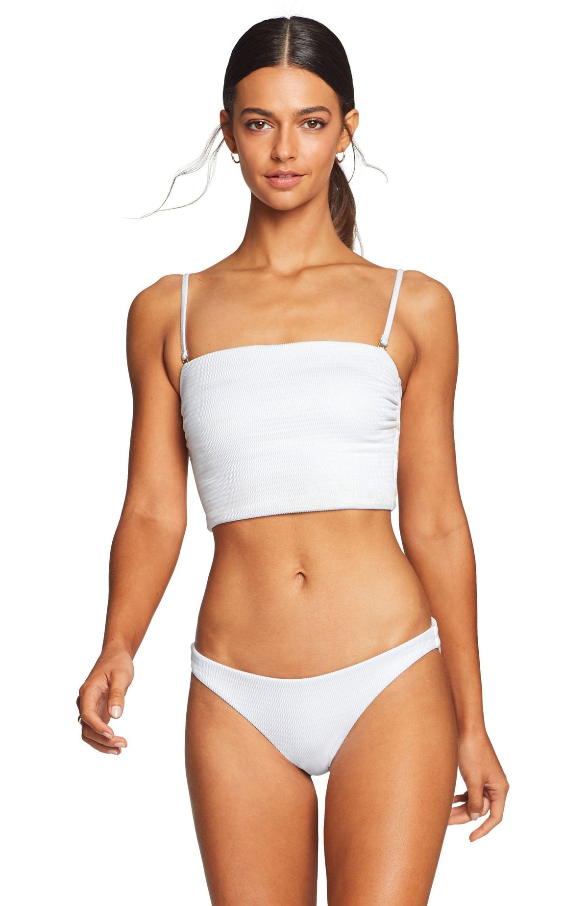 Vitamin A Luciana Full Cut Bikini Bottom in White EcoTex