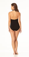 Anne Cole High Neck Lace Insert One Piece in Black