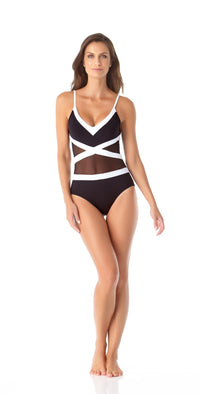 Anne Cole Hot Mesh Spliced Mesh One Piece Swimsuit