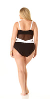 Anne Cole Spliced Black And White Mesh One Piece