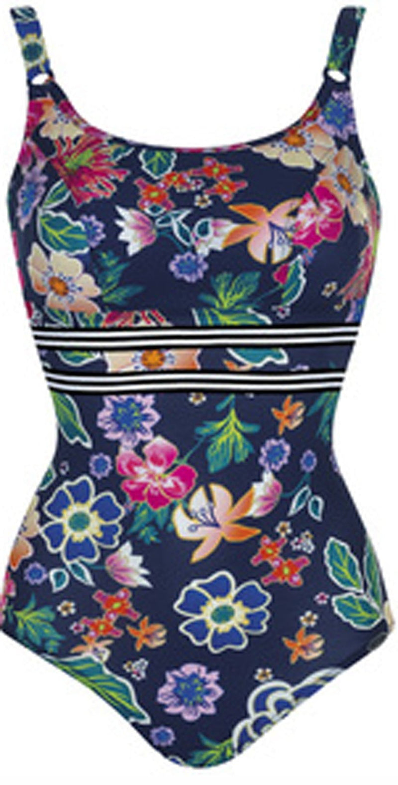 Sunflair Dark Flower Mastectomy One Piece Swimsuit 22292 Blue: