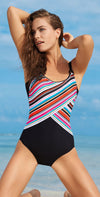 Sunflair Flowers and Stripes Shape wear One Piece Swimsuit 22316 910: