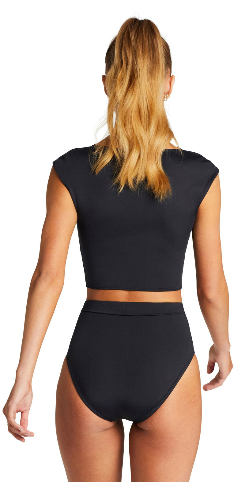 Vitamin A Celia Cap Sleeve Top in Black 2RG ECB back