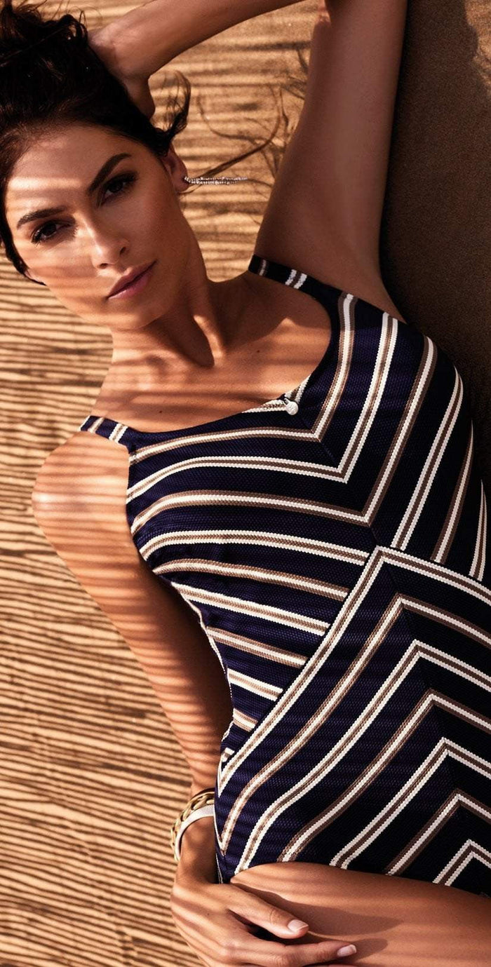 Nuria Ferrer Cannes One Piece in Navy Blue Stripes 3260: