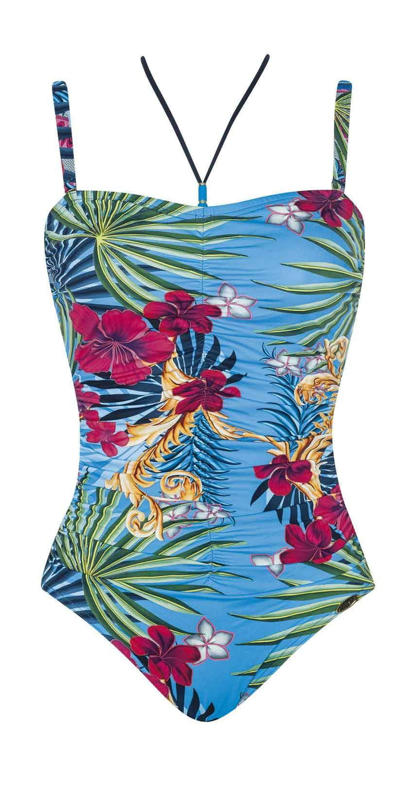 Sunflair Blue Henry Bandeau One Piece Swimsuit: