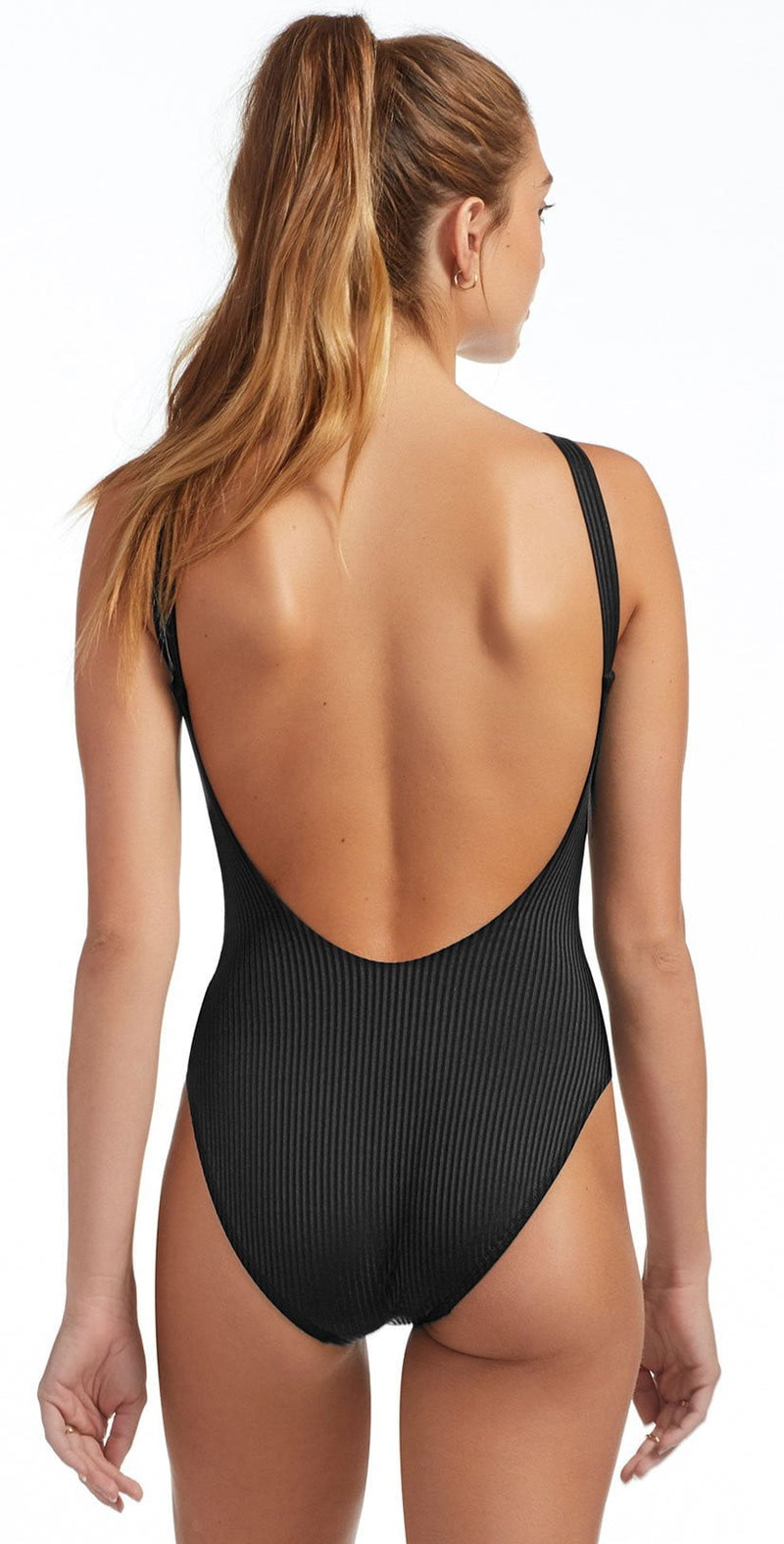 Vitamin A EcoRib Leah Full Coverage One Piece Swimsuit in Black