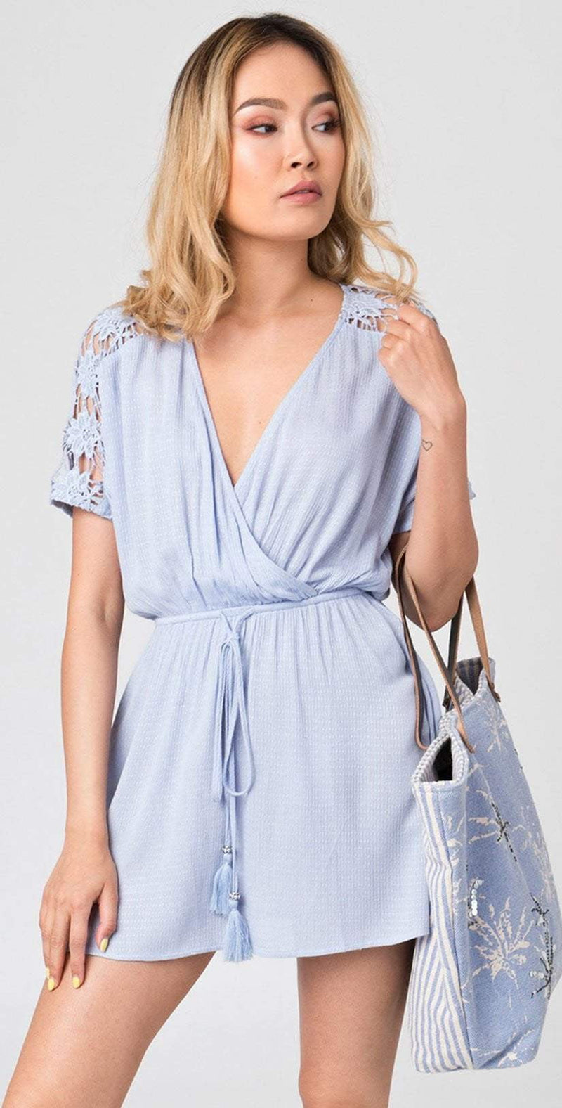 Pia Rossini Aubree Short Dress in Light Blue AUB00881 BLU001 S / Blue