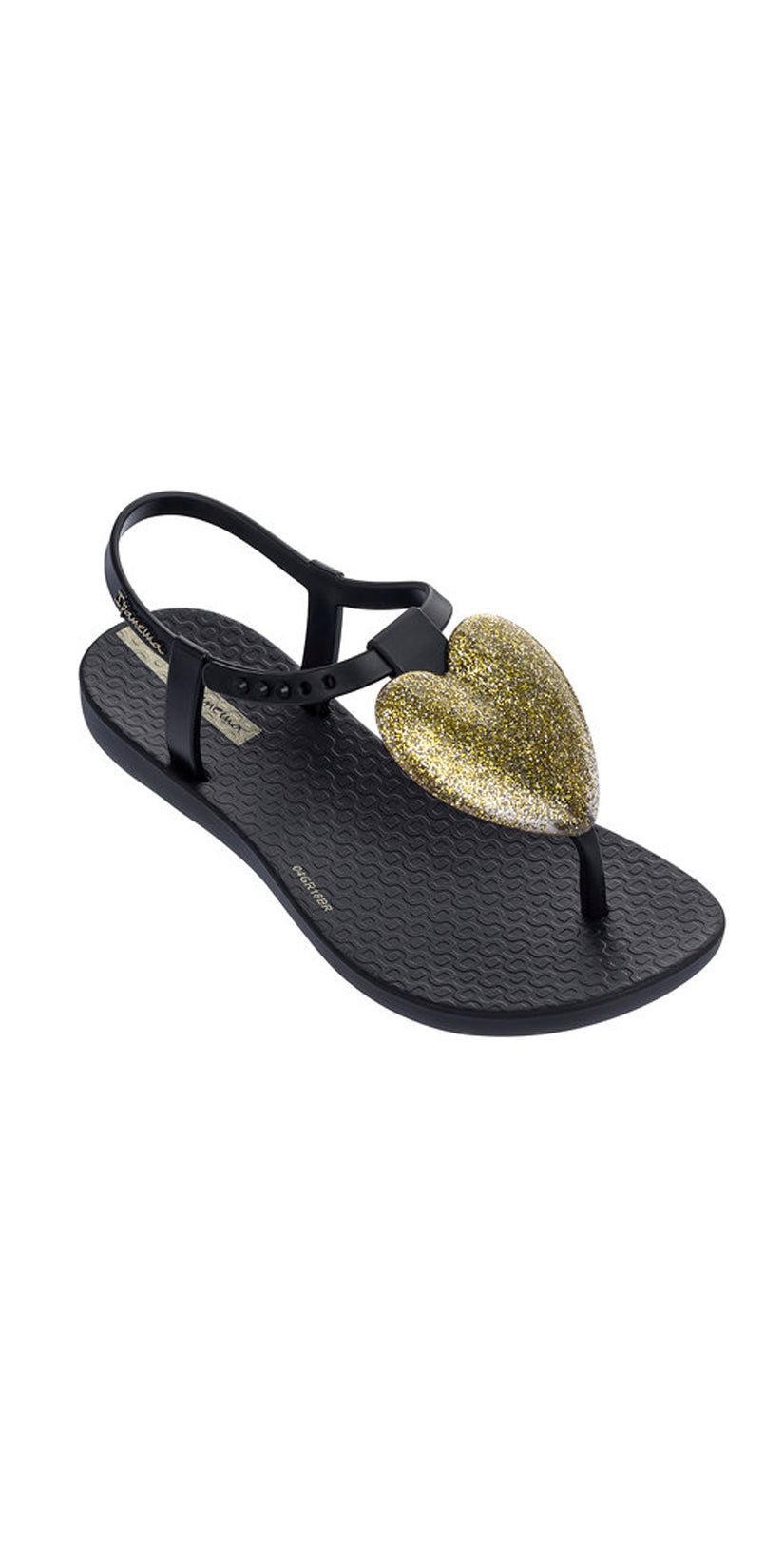 iPanema Kids Gold Heart Love Sandal in Black