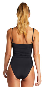 Vitamin A Marylyn One Piece Full Bottom Coverage in Black back with straps