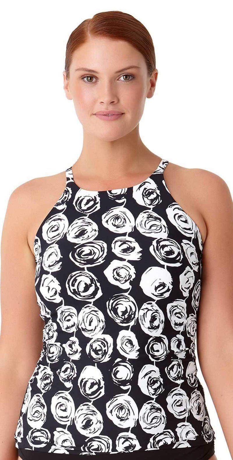 Anne Cole Plus Coming Up Floral High Neck Tankini Top 18PT20654-MULT: