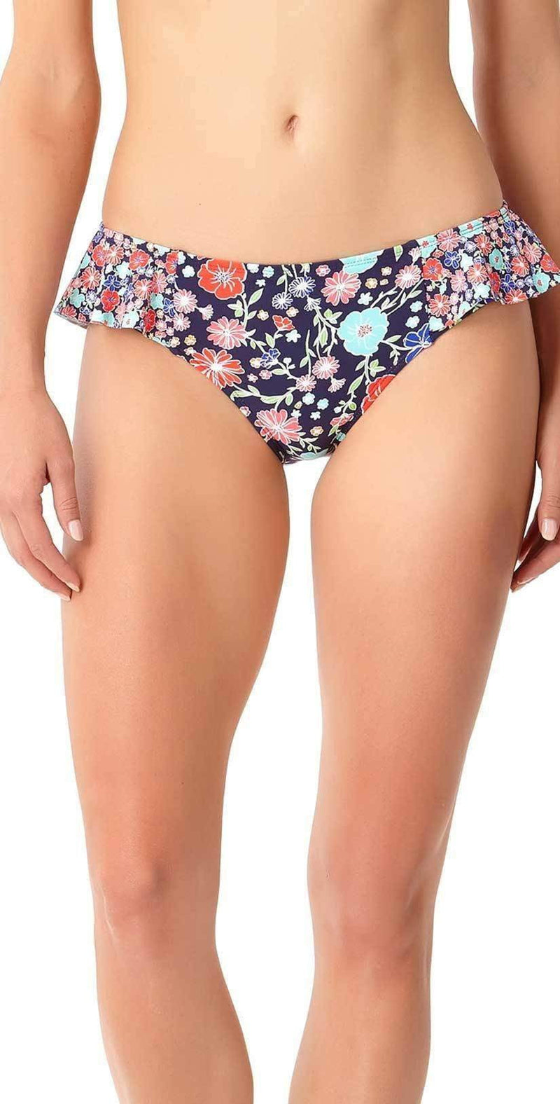 Anne Cole Lazy Daisy Side Flounce Bikini Bottom 18MB31160-NAVY: