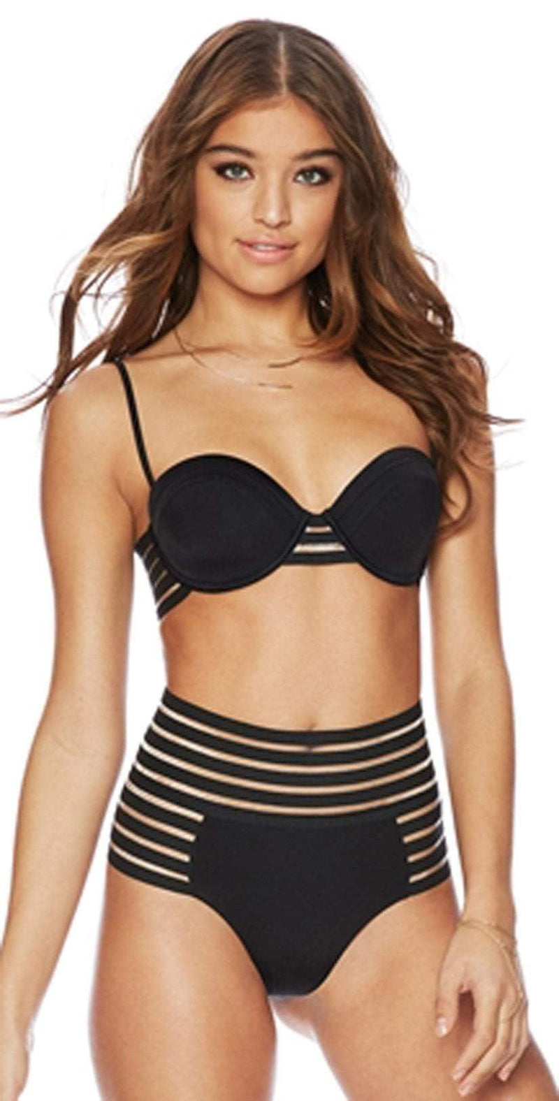 Beach Bunny Sheer Addiction Balconet Top in Black B16125T6-BLCK: