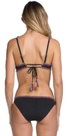 Becca Mardi Gras Crocheted Tie Side Ruched Bottom 514487-BLK: