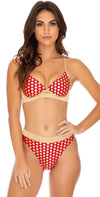 Luli Fama Dotted Delight Underwire Top in Ruby Red