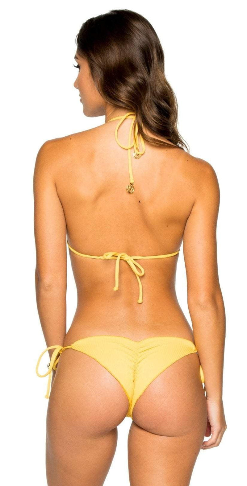Yellow ruched-back tanga, Women's panties