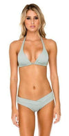 Luli Fama Orillas del Mar Crossover Moderate Bikini Bottom In Green L500N07 480: