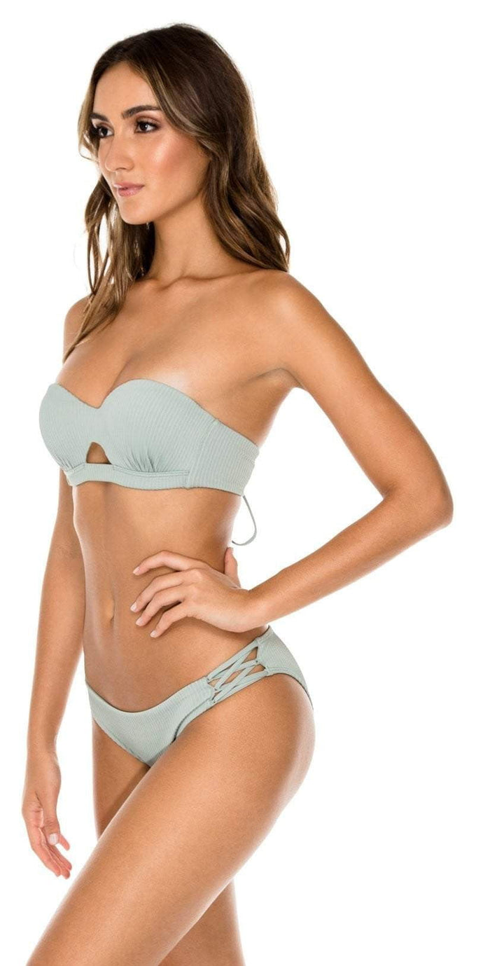 Luli Fama Orillas del Mar Underwire Bandeau in Green L500N61 480:
