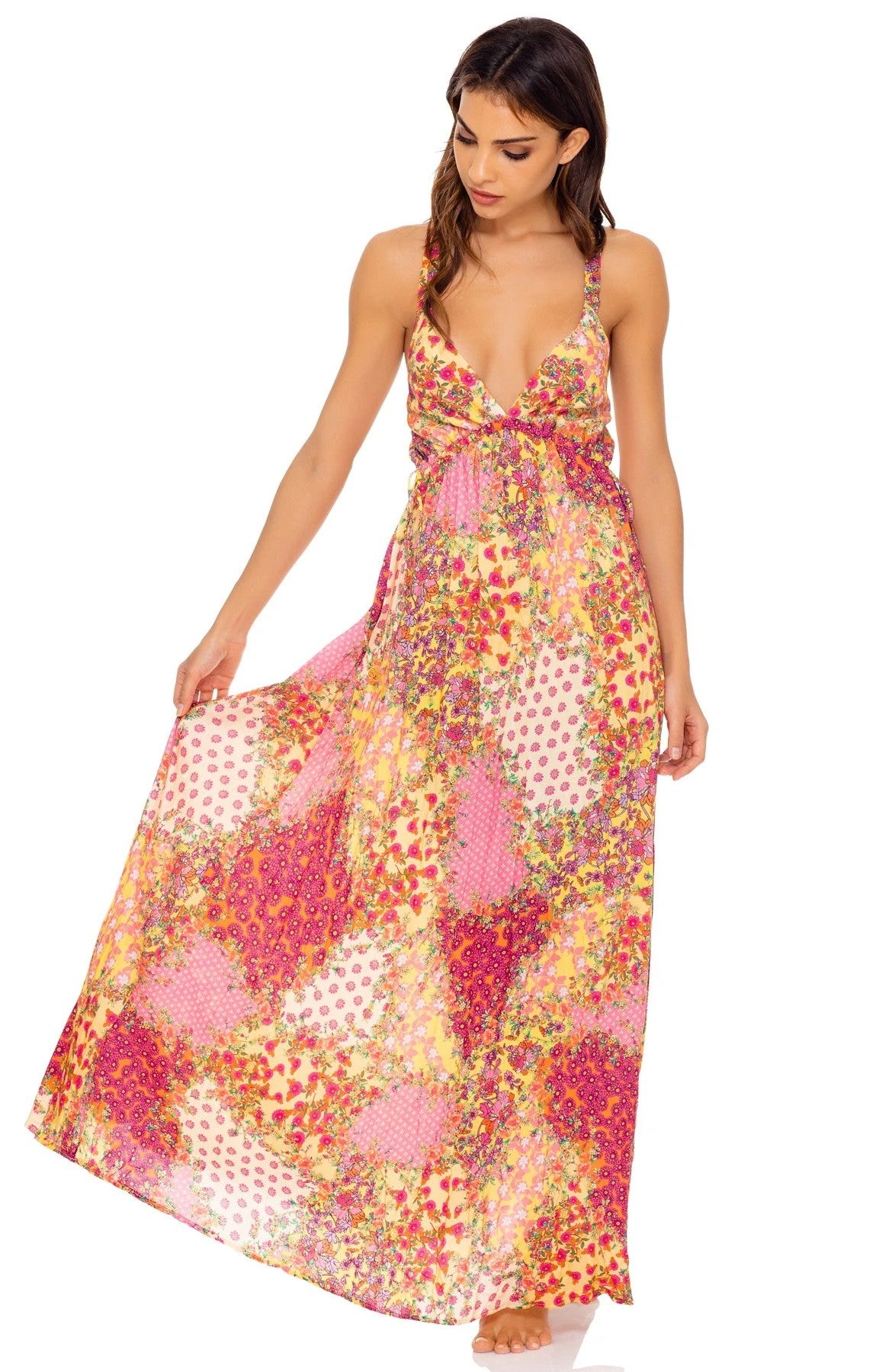 Luli Fama Gypsy Dream V-Neck Long Dress