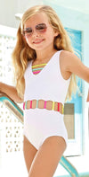 Little Peixoto Girls Jade One Piece Swimsuit in White 51706-S18: