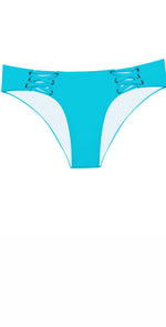 PilyQ Lace-Up Teeny Cut Bottoms in Marine Blue: