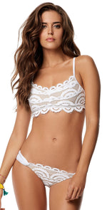 PilyQ Water Lily Lace Teeny Bottom in White WAT-251T: