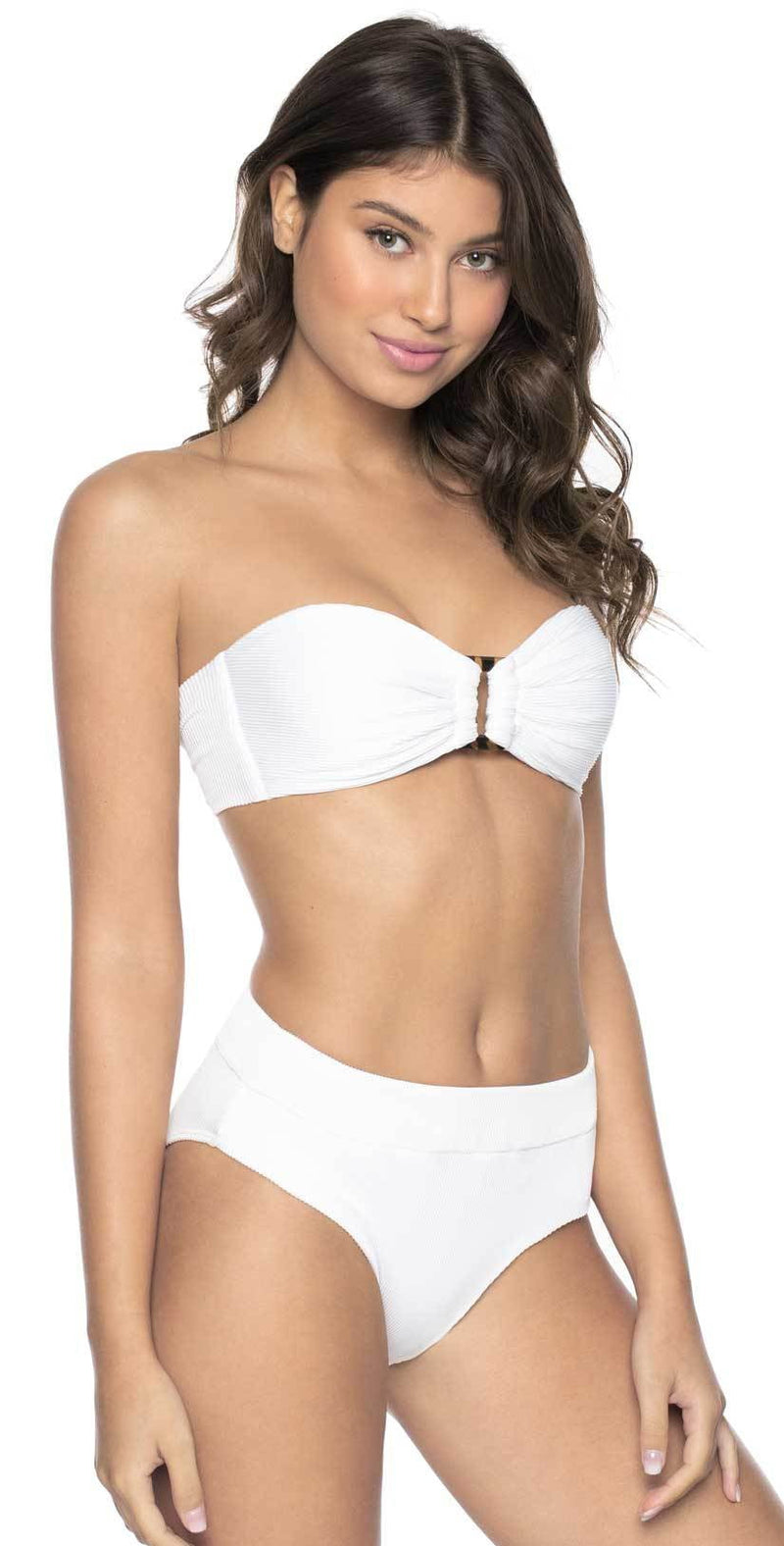 PilyQ Pearl White Detail Bandeau Bikini Top: