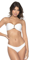 PilyQ Pearl White Detail Bandeau Bikini Top: