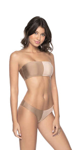 PilyQ Sandstone Two Tone Bandeau Top front