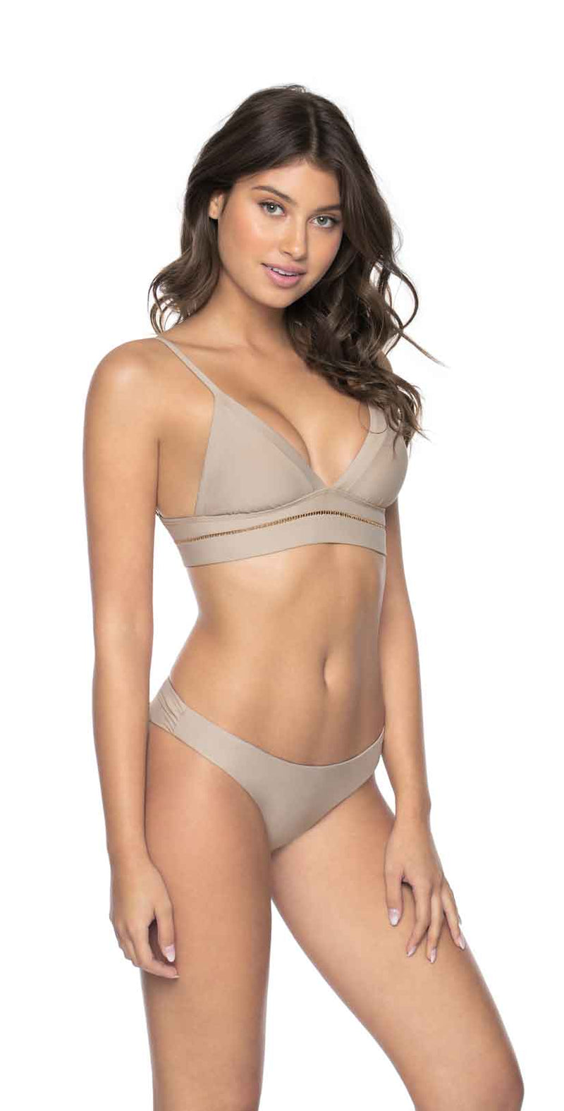 PilyQ Oyster Stitched Kylie Halter Bikini Top  front