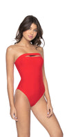 PilyQ Red Coral Sabrina One Piece front