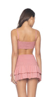 PilyQ Dusty Rose Cleo Smocked Skirt back