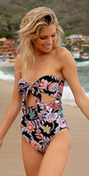 Raisins Puerto Vallarta One Piece Swimsuit in Indo Bloom A711788-BLK: