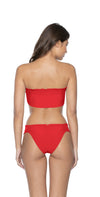 PilyQ Red Coral Smocked Bandeau Bikini Top BACK VIEW