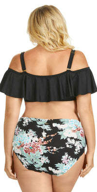 Raisins Curve Tortuga Flounce Top in Black Y840027-BLK: