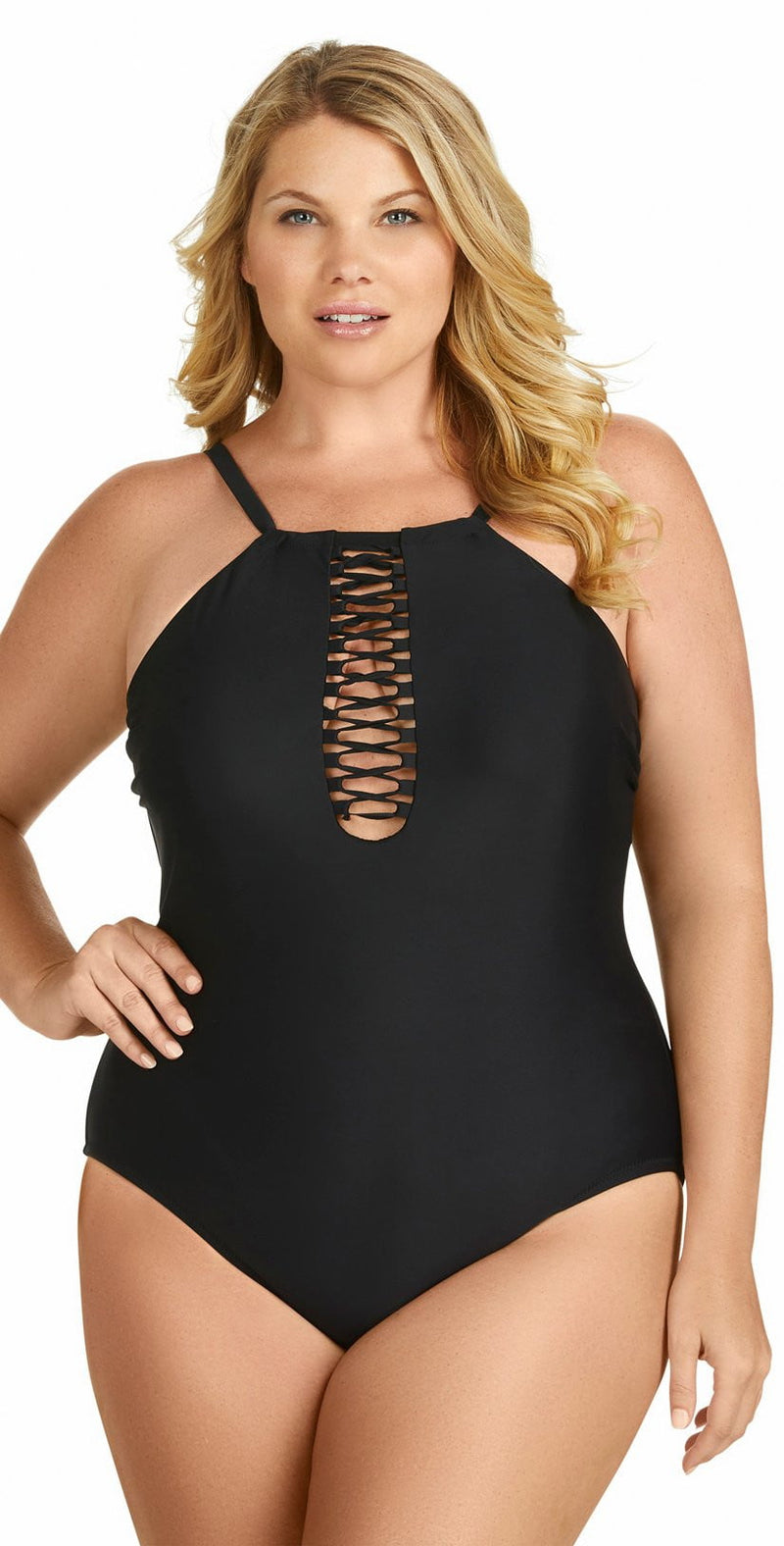 Raisins Curve Ola One Piece Swimsuit in Black Y840085-BLK: