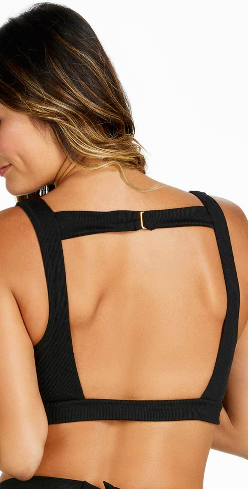 Raisins Ribbed Summer Halter Top in Black Y710282-BLK: