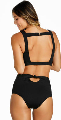 Raisins Ribbed Summer Halter Top in Black Y710282-BLK: